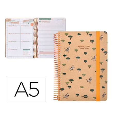 AGENDA ESCOLAR LIDERPAPEL AÑO 24 - 25 CLASSIC ZEBRA DÍA PÁGINA A5 PAPEL FSC BANDA ELASTICA