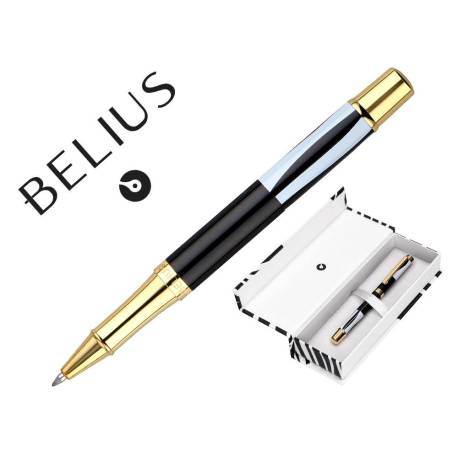 ROLLER BELIUS DUALITA CUERPO BLANCO NEGRO TINTA NEGRA CAJA DE DISEÑO