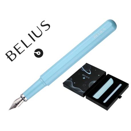 PLUMA Y FUNDA DE SIMILPIEL BELIUS SPACE B MINIMALISTA AZUL TINTA AZUL CAJA DE DISEÑO