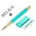 ROLLER BELIUS AQUA ALUMINIO TURQUESA Y DORADO TINTA NEGRA CAJA DE DISEÑO