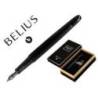 PLUMA Y FRASCO DE TINTA BELIUS ORIGEN 1995 ALUMINIO TEXTURA CEPILLADA NEGRO TINTA NEGRA CAJA DISEÑO