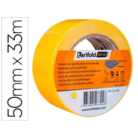 CINTA ADHESIVA TARIFOLD PARA MARCAJE Y SEÑALIZACION DE SUELO 33 MT X 50 MM AMARILLO