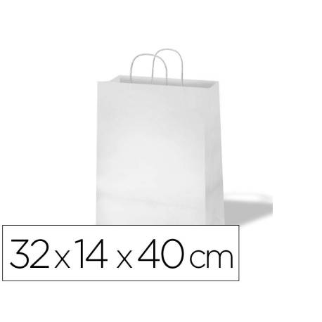 BOLSA KRAFT BASIKA CELULOSA COLOR BLANCO 90 GR ASA RETORCIDA TAMAÑO "L" 320X140X400 MM