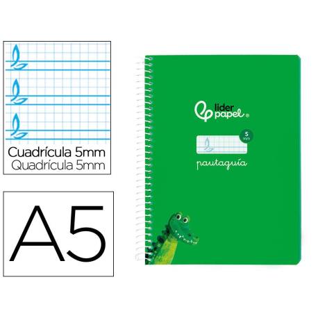 CUADERNO ESPIRAL LIDERPAPEL DI N A5 PAUTAGUIA TAPA BLANDA 40H 75 GR CUADRO PAUTADO 5MM VERDE