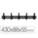 PERCHERO LIDERPAPEL PARED METALICO 5 COLGADORES NEGRO 430X88X55 MM