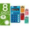 CALCULADORA MARCA LIDERPAPEL BOLSILLO XF14 8 DIGITOS SOLAR Y PILAS 115X65X8 MM EXPOSITOR DE 16 UNIDADES COLORES