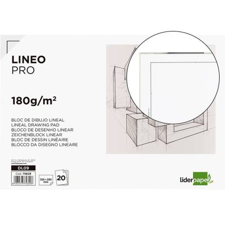 Bloc de dibujo Liderpapel encolado Folio 20 hojas 180 gr con recuadro