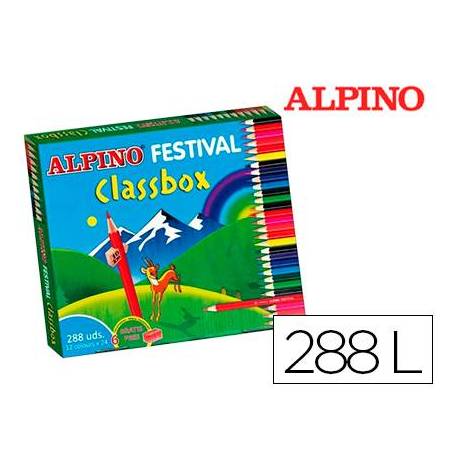 Lapices de colores alpino festival classbox caja de 288 unidades 12 colores + sacapuntas