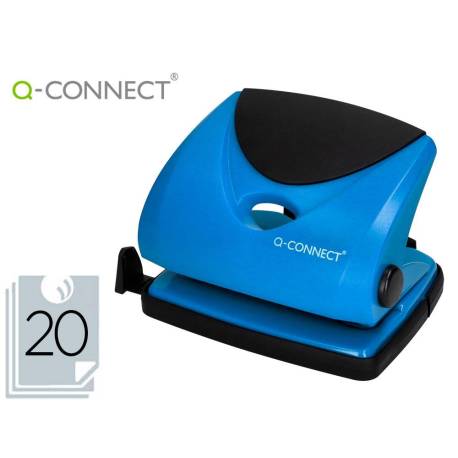 Taladrador q-connect kf02155 color azul abertura 2 mm capacidad 20 hojas.