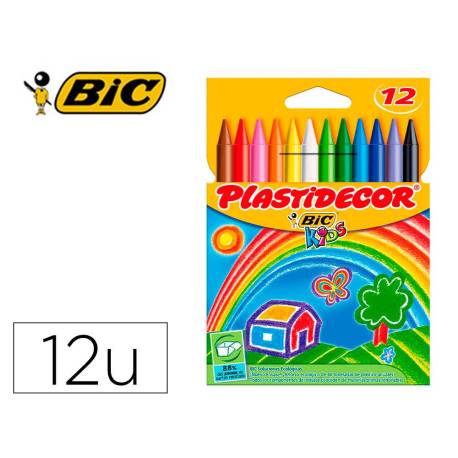 Lapices cera Plastidecor 12 unidades colores surtidos