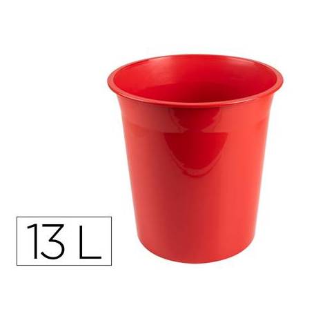 PAPELERA PLASTICO Q-CONNECT COLOR ROJO OPACO 13 LITROS