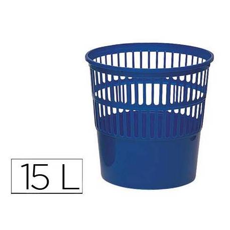 Papelera plastico rejilla azul 15 L