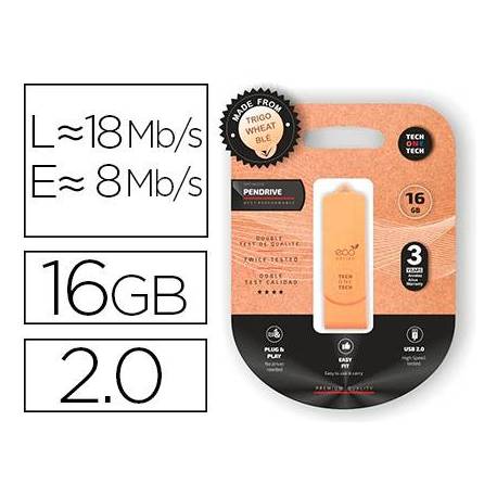 MEMORIA USB MARCA TECH ONE TECH ECOTECH BIODEGRADABLE 16 GB USB 2.0