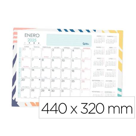 PLANNING MENSUAL MARCA LIDERPAPEL JOVEN 2025 44X32 CM CON PEGATINAS LOMO ENGOMADO PAPEL 128 GR