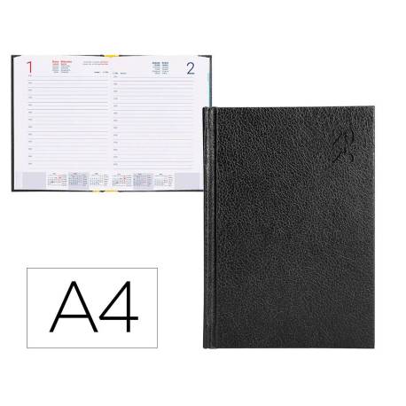 AGENDA ENCUADERNADA LIDERPAPEL CORFU A4 2025 DIA PAGINA COLOR NEGRO PAPEL 60 GR