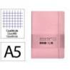 CUADERNO CON GOMILLA ANTARTIK NOTES TAPA BLANDA A5 HOJAS CUADRICULA ROSA PASTEL 80 HOJAS 80 GR FSC