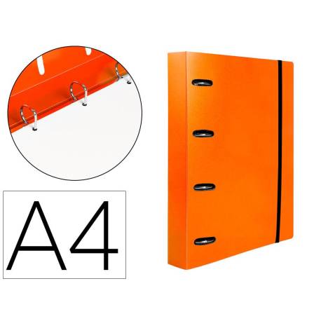 CARPETA 4 ANILLAS 25 MM LIDERPAPEL DIN A4 NARANJA POLIPROPILENO