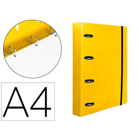 CARPETA 4 ANILLAS 25 MM LIDERPAPEL DIN A4 AMARILLO POLIPROPILENO