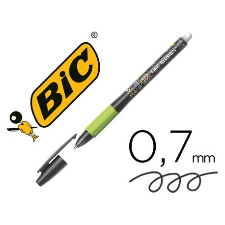 Boligrafo Bic Gelocity Illusion Borrable Color Negro punta 0,7 mm