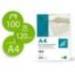 Papel verjurado liderpapel tamaño A4 120g/m2 blanco paquete de 100 hojas.