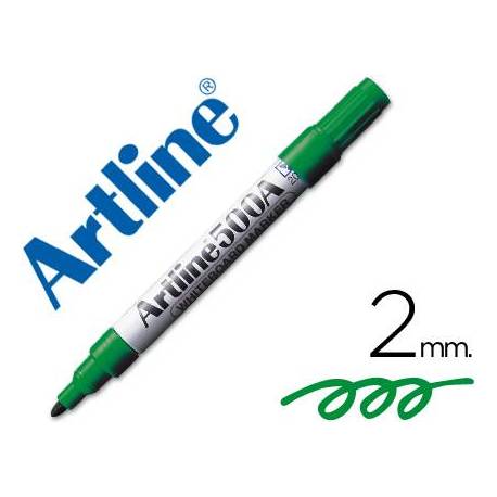 Rotulador Artline EK-500 punta redonda 2 mm recargable verde para pizarra