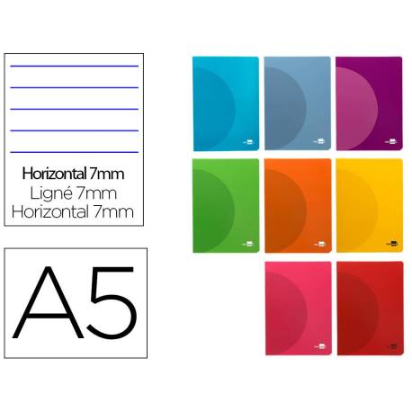 LIBRETA LIDERPAPEL 360 TAPA DE PLASTICO A5 48 HOJAS 90G/M2 HORIZONTAL CON DOBLE MARGEN COLORES SURTIDOS "NO SE ELIGEN"