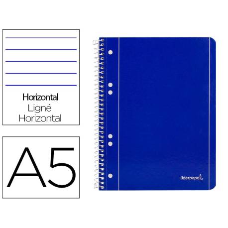 Cuaderno espiral Liderpapel Din A5 micro serie azul tapa blanda 80h 75 gr horizontal 6 taladros color azul