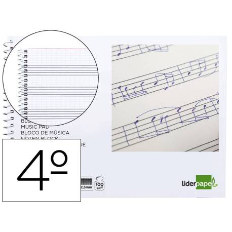 Bloc musica Liderpapel Cuarto interlineado 2,5mm