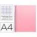 Bloc Liderpapel Din A4 micro jolly cuadrícula 5mm 5 bandas 4 taladros tapa forrada 75 gr 140 hojas rosa