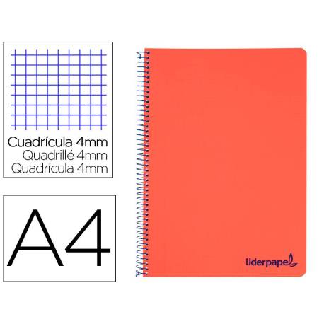 Bloc Liderpapel Din A4 wonder cuadrícula 4mm tapa polipropileno 90 gr rojo.