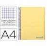 Cuaderno espiral Liderpapel Wonder Tamaño DIN A4 Tapa plastico Cuadricula 5 mm 90 g/m2 con 5 bandas 4 taladros color Amarillo