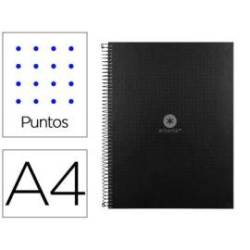 CUADERNO ESPIRAL LIDERPAPEL A4 MICRO ANTARTIK TAPA FORRADA80H 90 GR RAYADO PUNTOS 1 BANDA 4 TALADROS COLOR NEGRO