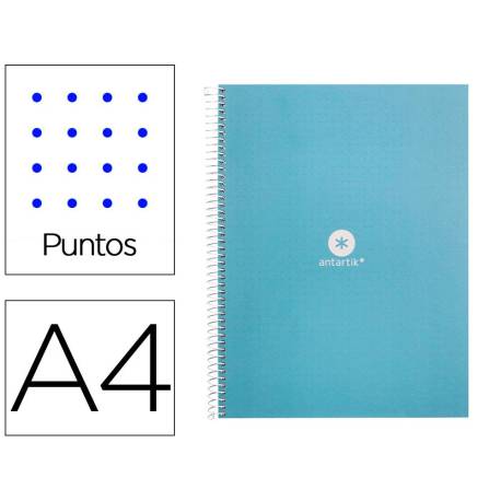 CUADERNO ESPIRAL LIDERPAPEL A4 MICRO ANTARTIK TAPA FORRADA80H 90 GR RAYADO PUNTOS 1 BANDA 4 TALADROS COLOR CELESTE