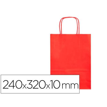 BOLSA PAPEL Q-CONNECT CELULOSA COLOR ROJO S CON ASA RETORCIDA 240X320X10 MM