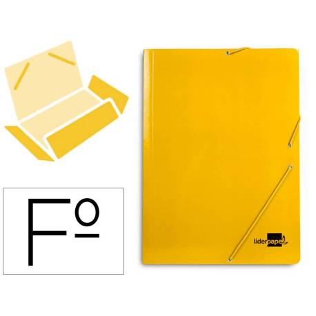 CARPETA LIDERPAPEL GOMAS FOLIO 3 SOLAPAS CARTON PLASTIFICADO AMARILLO