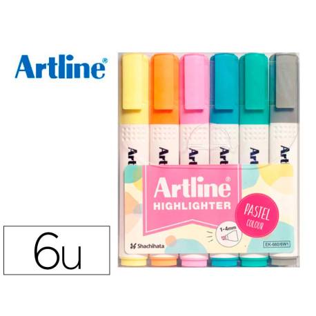 ROTULADOR ARTLINE FLUORESCENTE EK-660 PASTEL BOLSA DE 6 UNIDADES COLORES SURTIDOS