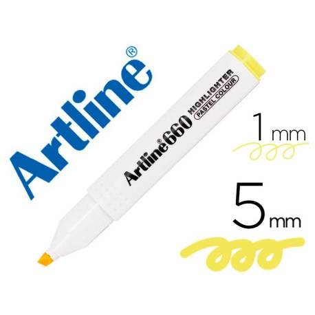 ROTULADOR ARTLINE FLUORESCENTE EK-660 COLOR AMARILLO PASTEL PUNTA BISELADA