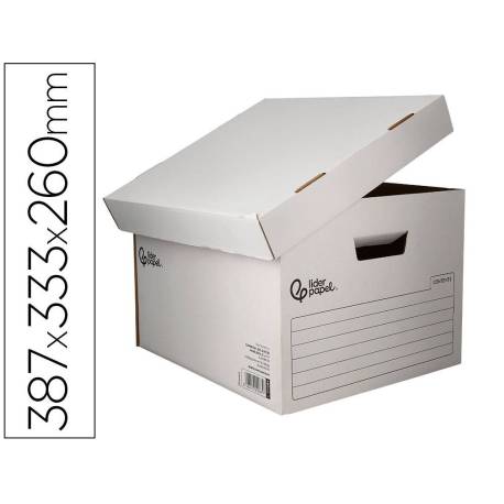 CAJON CONTENEDOR MARCA LIDERPAPEL CARTON AUTOMATICO PARA 3 CAJASARCHIVO DEF. FOLIO / 4 ARCHIVADORES A-Z 387X333X260MM