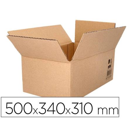 CAJA PARA EMBALAR MARCA Q-CONNECT AMERICANA ULTRARRESISTENTE CARTON RECICLADO CANAL DOBLE 7MM COLOR KRAFT 500X340X310 MM