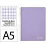 CUADERNO ESPIRAL LIDERPAPEL DIN A5 WITTY TAPA DURA 80H 90GR CUADRO 4MM CON MARGEN VIOLETA