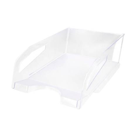 BANDEJA SOBREMESA PLASTICO Q-CONNECT GRAN CAPACIDAD CON ASA COLOR TRANSPARENTE 386X270X115MM