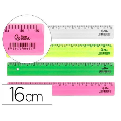 REGLA MARCA LIDERPAPEL PLASTICO 16 CM CUBILETE CON 100 UNIDADES COLORES SURTIDOS