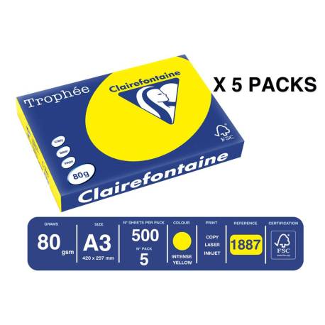 PAPEL COLOR MARCA TROPHEE A3 80GR SOL INTENSO PAQUETE DE 500 HOJAS