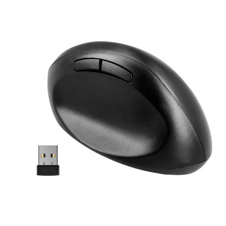 RATON MARCA Q-CONNECT OPTICO INALAMBRICO ERGONOMICO VERTICAL DPI 800/1200/1600 PILA AA NEGRO