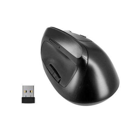 RATON MARCA Q-CONNECT OPTICO INALAMBRICO ERGONOMICO VERTICAL DPI 800/1200/1600 BATERIA RECARGABLE NEGRO