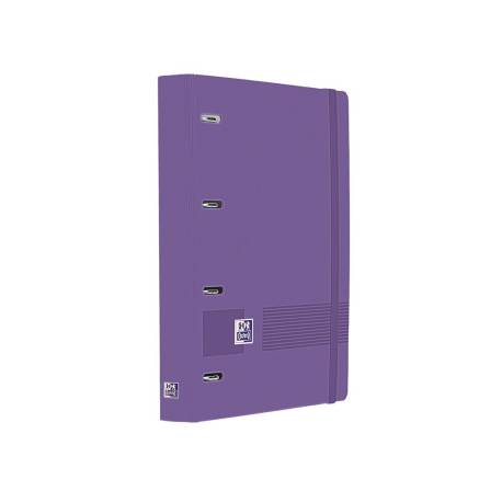 CARPETA 4 ANILLAS MARCA OXFORD EUROPEANBINDER LIVE&GO TAPA POLIFOAM DIN A4 + RECAMBIO 120 HOJAS CUADRO 5 MM LILA