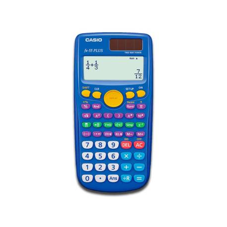 CALCULADORA MARCA CASIO FX-55 PLUS CIENTIFICA 240 FUNCIONES PANTALLA DE CUATRO LINEAS SOLAR Y PILA