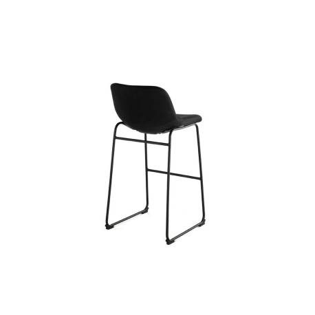 TABURETE ALTO MARCA ROCADA CON ASIENTO Y RESPALDO BAJO TAPIZADO TELA IGNIFUGA BASE METALICA ACERO COLOR NEGRO
