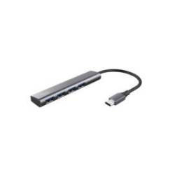 HUB MARCA TRUST HALYX 4 PUERTOS USB-A CONEXION USB-C COLOR GRIS