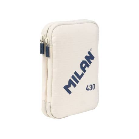 PLUMIER ESCOLAR MARCA MILAN 430 SINCE 1918 DOBLE CON ACCESORIOS COLOR BEIG 195X50X130 MM